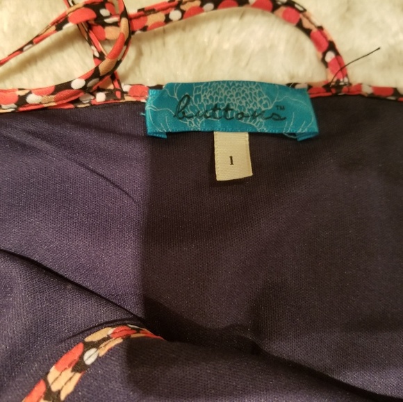 Buttons Blue Red Beige Floral Print Light Weight Slip Dress Size 0/1 Bust 36 In - Picture 3 of 5